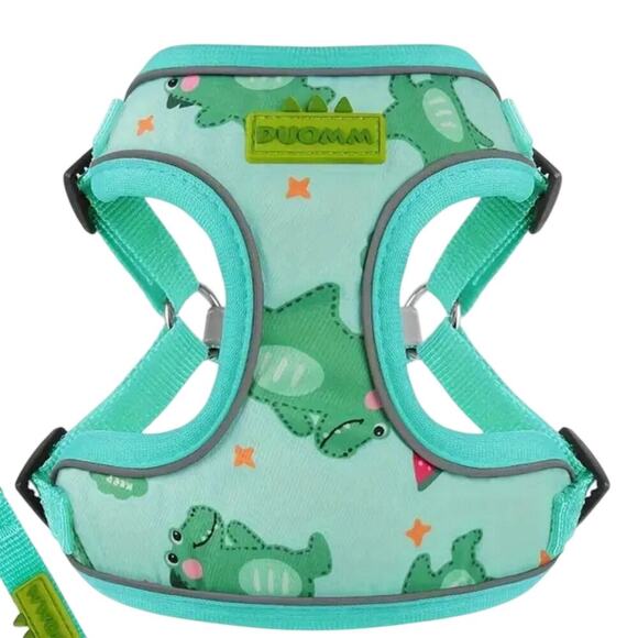 Unbranded Other - Dinosaur Pattern Reflective Dog Harness in Green, Size M​